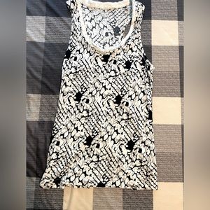 Calvin Klein Sleeveless Top, Medium, Black and White